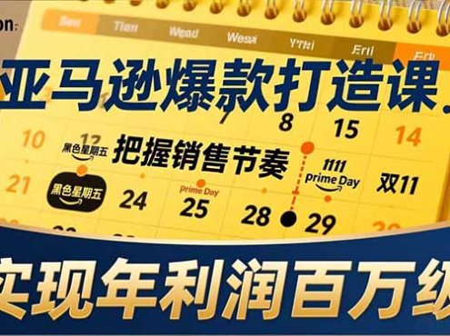 亚马逊爆款打造课，大促节点、全年规划、淡旺季打法，把握销售节奏，实现年利润百万级