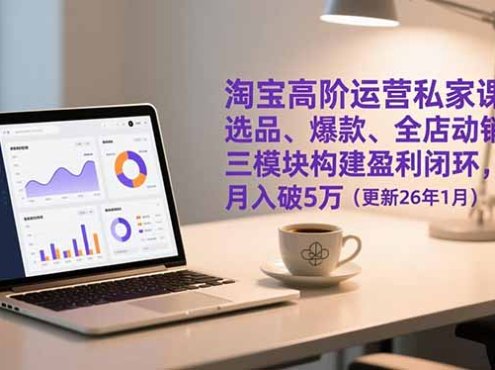 淘宝高阶运营私家课：选品、爆款、全店动销，三模块构建盈利闭环，月入破5万(更新26年1月