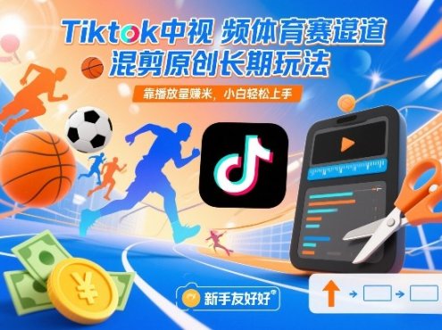 Tiktok中视频体育赛道混剪原创长期玩法,靠播放量賺米,小白轻松上手