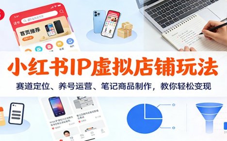 小红书IP虚拟店铺玩法,赛道定位、养号运营、笔记商品制作,教你轻松变现