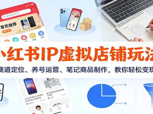 小红书IP虚拟店铺玩法,赛道定位、养号运营、笔记商品制作,教你轻松变现