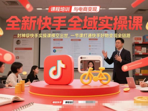 全新快手全域实操课,封神级快手实操课横空出世,一节课打通快手好物变现全链路