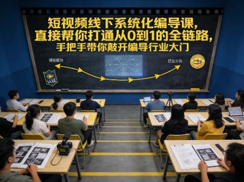 短视频线下系统化编导课,直接帮你打通从0到1的全链路,手把手带你敲开编导行业大门
