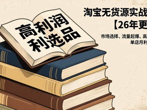 淘宝无货源实战玩法【26年更新】：市场选择、流量起爆、高利润选品，单店月利润1-4w