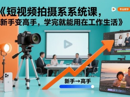 短视频拍摄系统课，新手变高手，学完就能用在工作生活