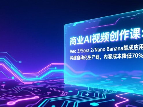 商业AI视频创作课：Veo 3/Sora 2/Nano Banana集成应用，构建自动化生产线，内容成本降低70%