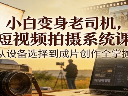 小白变身老司机,短视频拍摄系统课,从设备选择到成片创作全掌握