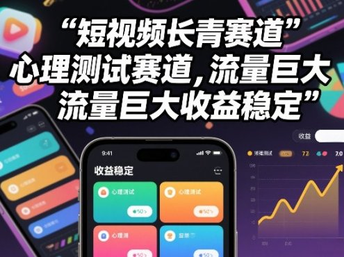 短视频长青赛道，心里测试赛道，流量巨大，收益稳定