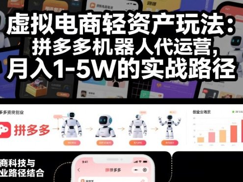 虚拟电商轻资产玩法：拼多多机器人代运营，月入1-5W的实战路径【揭秘】