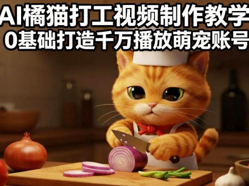 AI橘猫打工视频制作教学,流量狂飙,0基础打造千万播放萌宠账号