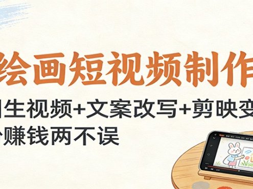 手绘画短视频制作课：生图生视频+文案改写+剪映变现，涨粉赚钱两不误