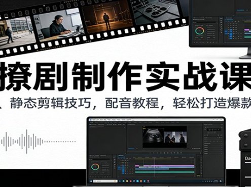 撩剧制作实战课：动态、静态剪辑技巧，配音教程，轻松打造爆款内容