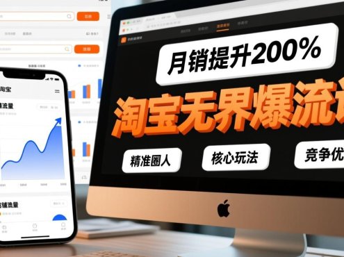 淘宝无界爆流课，精准圈人、核心玩法、竞争优化，快速引爆店铺流量，月销提升200%