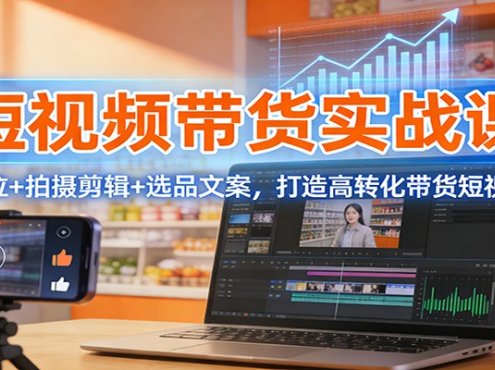 短视频带货实战课：定位+拍摄剪辑+选品文案，打造高转化带货短视频