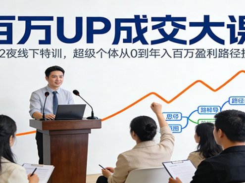百万UP成交大课：3天2夜线下特训，超级个体从0到年入百万盈利路径拆解