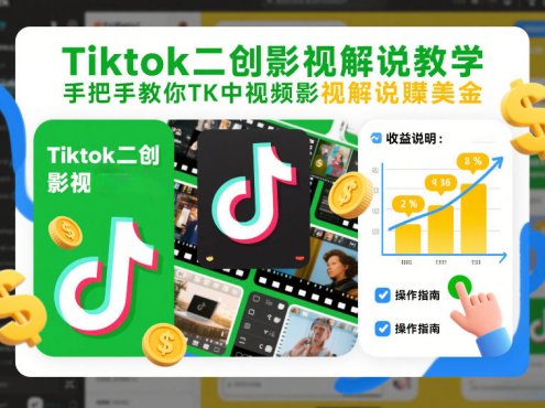 Tiktok二创影视解说教学，手把手教你TK中视频影视解说賺美金(更新26年1月)