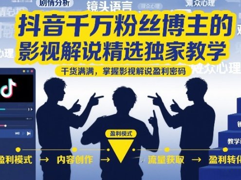 抖音千万粉丝博主的影视解说精选独家教学，干货满满，掌握影视解说盈利密码