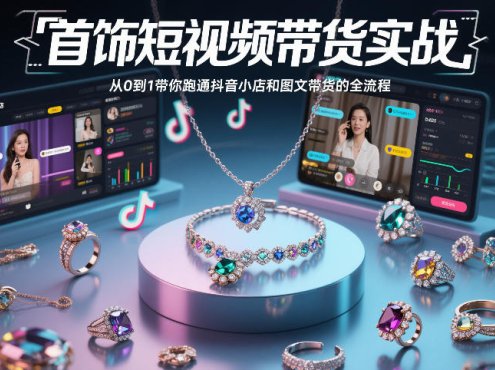 首饰短视频带货实战，从0到1带你跑通抖音小店和图文带货的全流程