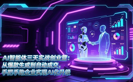 AI智能体三天实战创业营:从爆款生成到自动成交,手把手助企业实现AI化升级