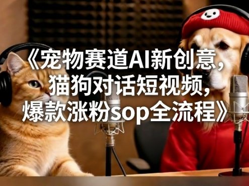 宠物赛道AI新创意，猫狗对话短视频，爆款涨粉sop全流程