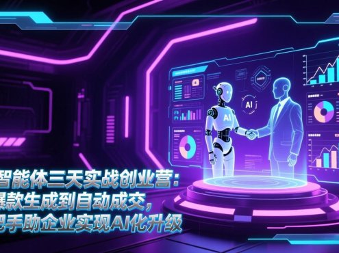 AI智能体三天实战创业营：从爆款生成到自动成交，手把手助企业实现AI化升级