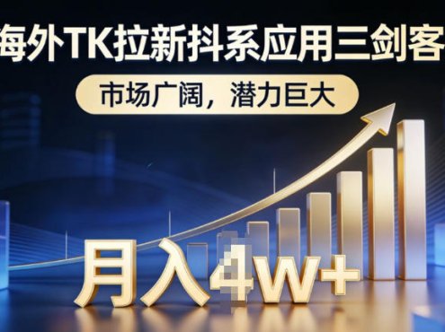 海外TK拉新抖系应用三剑客，市场广阔，潜力巨大，月入1w+