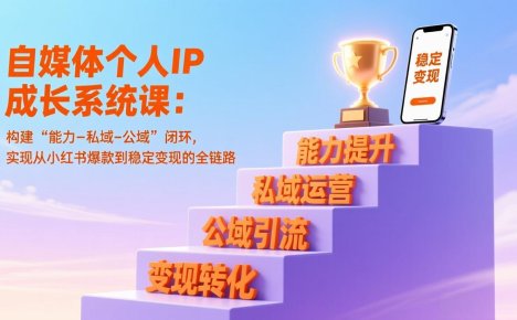 自媒体个人IP成长系统课:构建“能力-私域-公域”闭环,实现从小红书爆款到稳定变现的全链路