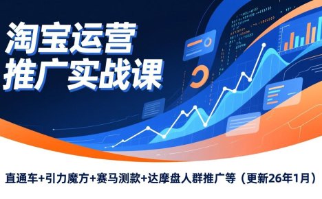 淘宝运营推广实战课,直通车+引力魔方+赛马测款+达摩盘人群推广等(更新26年1月
