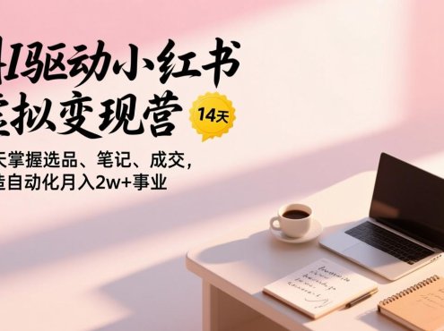 AI驱动小红书虚拟变现营,14天掌握选品、笔记、成交,打造自动化月入2w+事业