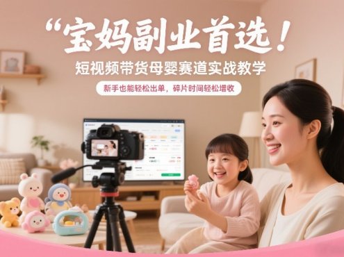 宝妈副业首选!短视频带货母婴赛道实战教学,新手也能轻松出单,碎片时间轻松增收