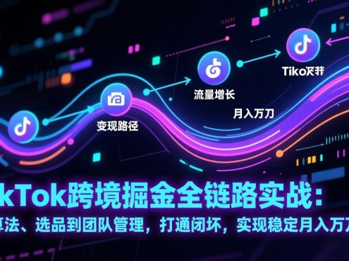 TikTok跨境掘金全链路实战:从算法、选品到团队管理,打通闭环,实现稳定月入万刀