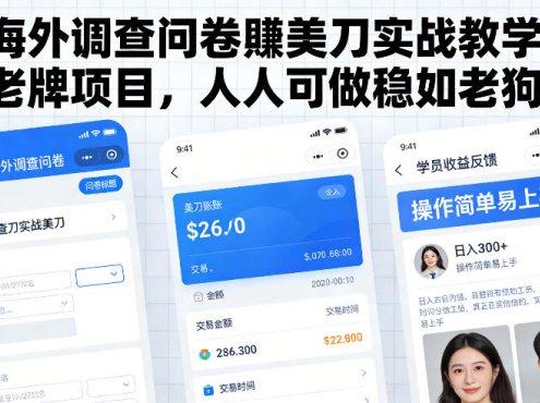海外调查问卷賺美刀实战教学,老牌项目,人人可做稳如老狗