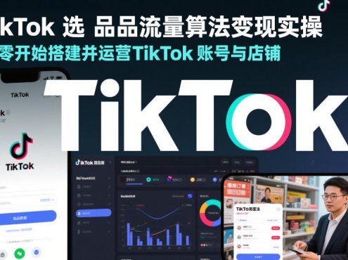 TikTok选品流量算法变现实操，从零开始搭建并运营TikTok账号与店铺