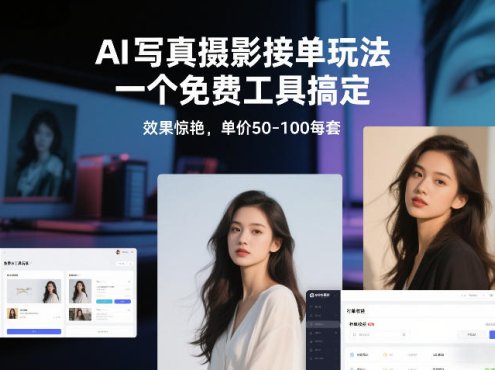AI写真摄影接单玩法，一个免费工具搞定，效果惊艳，单价50-100每套