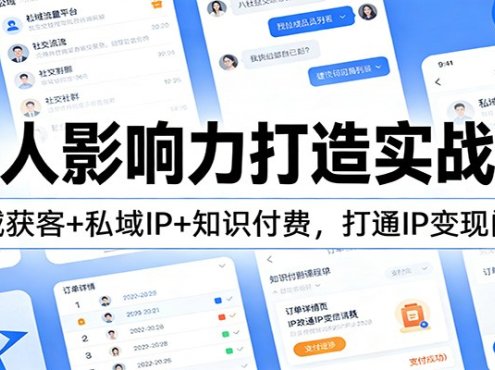 个人影响力打造实战课：公域获客+私域IP+知识付费，打通IP变现闭环