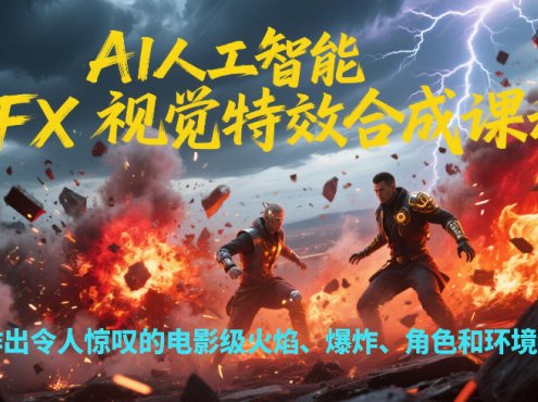 AI人工智能VFX视觉特效合成课程,制作出令人惊叹的电影级火焰、爆炸、角色和环境特效