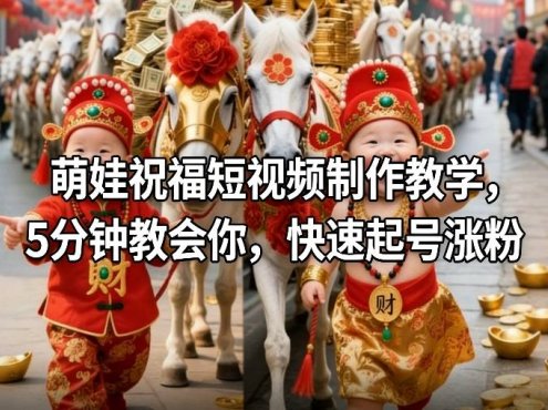 萌娃祝福短视频制作教学,5分钟教会你,快速起号涨粉