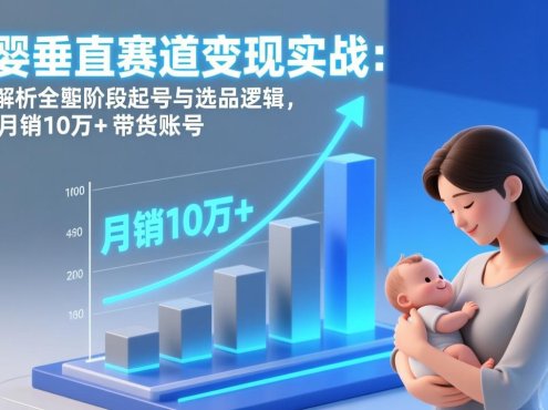 母婴垂直赛道变现实战：深度解析三大阶段起号与选品逻辑，打造月销10万+带货账号
