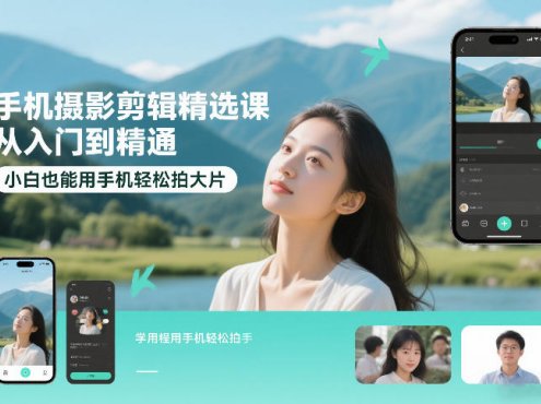 手机摄影剪辑精选课,从入门到精通,小白也能用手机轻松拍大片