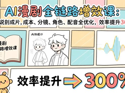 AI漫剧全链路增效课:从小说到成片,成本、分镜、角色、配音全优化,效率提升300%