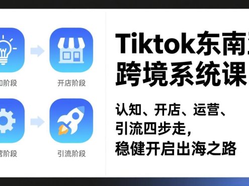 TikTok东南亚跨境系统课:认知、开店、运营、引流四步走,稳健开启出海之路