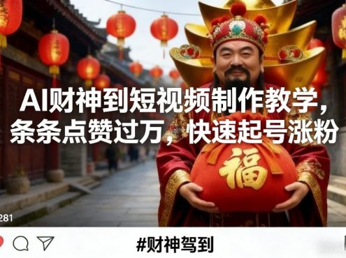 AI财神到短视频制作教学，条条点赞过万，快速起号涨粉