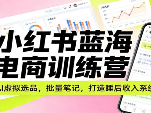 小红书蓝海电商训练营:AI虚拟选品,批量笔记,打造睡后收入系统