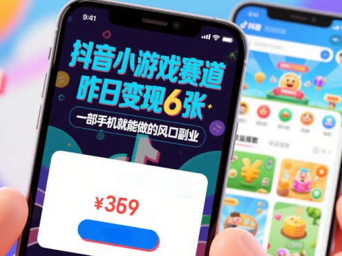 抖音小游戏赛道,昨日变现600+,零基础一部手机就能做的风口副业【揭秘】