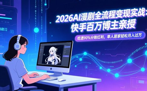 2026AI漫剧全流程变现实战:快手百万博主亲授,吃透90%分账红利,单人居家轻松月入过万