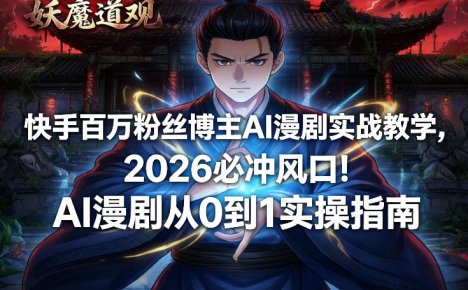 快手百万粉丝博主AI漫剧实战教学,2026必冲风口!AI漫剧从0到1实操指南