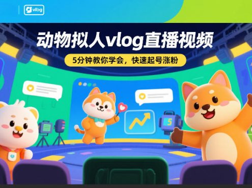 动物拟人vlog直播视频，5分钟教你学会，快速起号涨粉