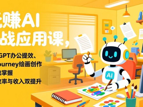 玩赚AI实战应用课，ChatGPT办公提效、Midjourney绘画创作，零基础掌握，助力效率与收入双提升