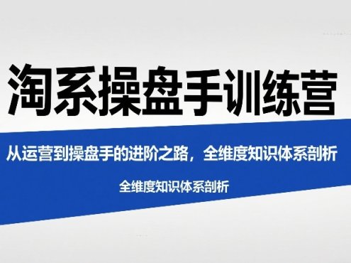 淘系操盘手训练营,从运营到操盘手的进阶之路,全维度知识体系剖析