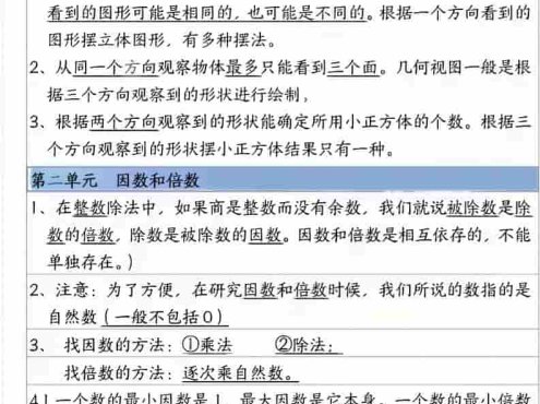 五年级下数学重点知识点汇总